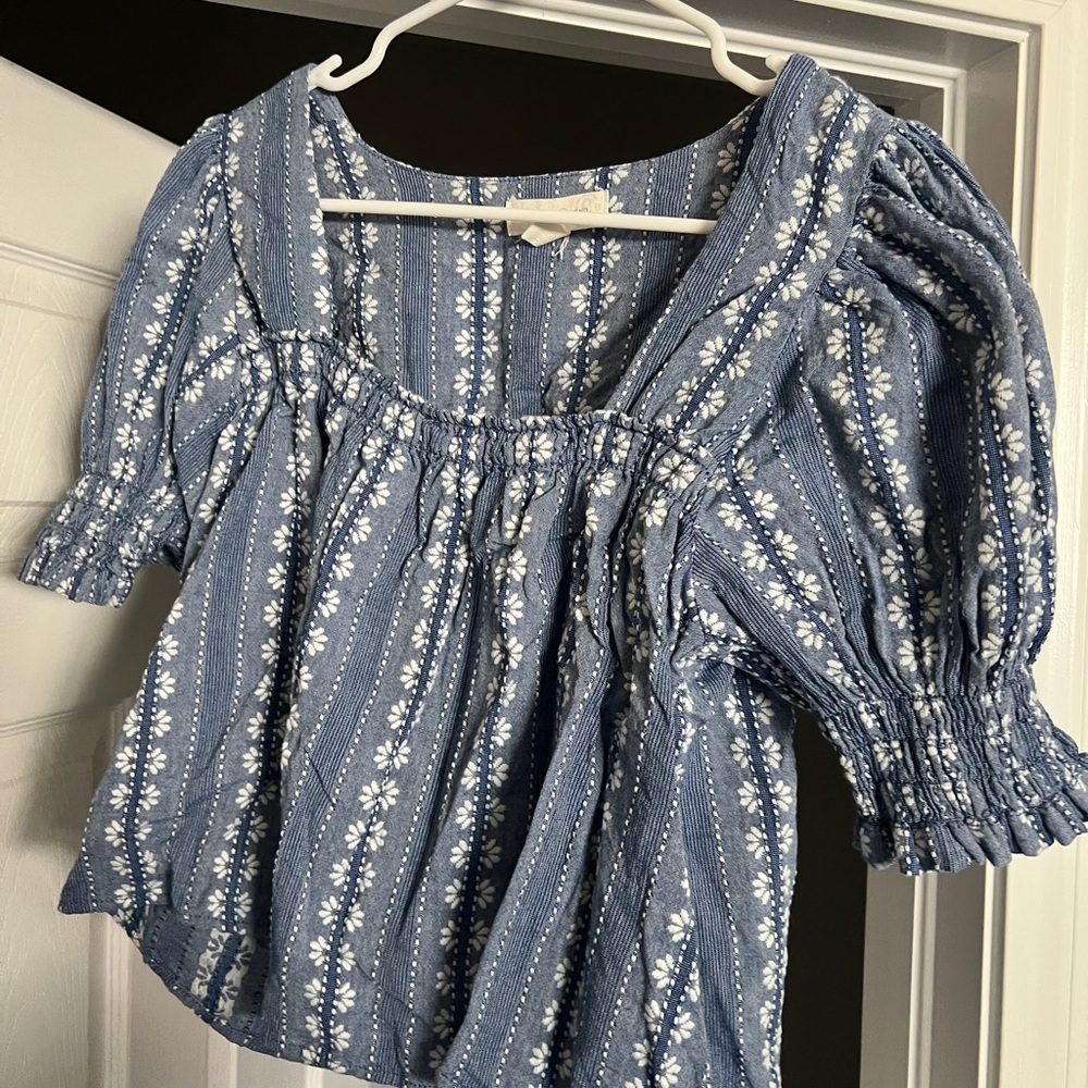 Treasure & Bond Blue and White Floral Blouse